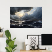 Stormy Clouds en Ocean Ai Art Poster (Thuiskantoor)