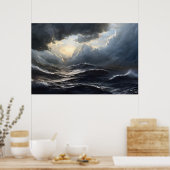 Stormy Clouds en Ocean Ai Art Poster (Keuken)