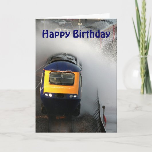 Stormy day op de spoorlijn. Happy Birthday Kaart (Voorkant)