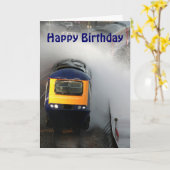 Stormy day op de spoorlijn. Happy Birthday Kaart (Gele Bloem)