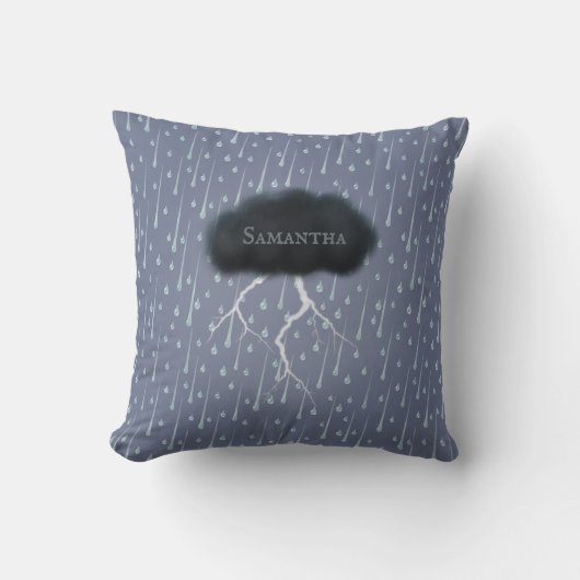 Stormy Day Thunder Cloud & Rain Gepersonaliseerd b Kussen (Voorkant)