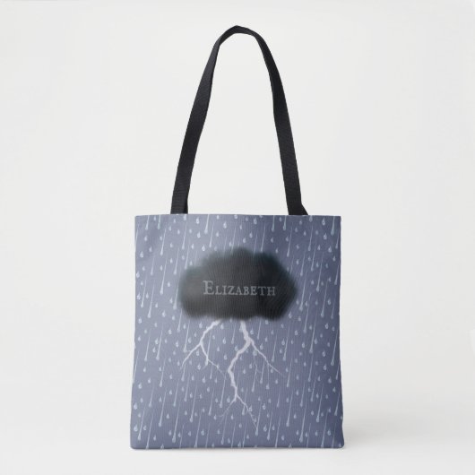 Stormy Day Thunder Cloud & Rain Gepersonaliseerd b Tote Bag (Voorkant)