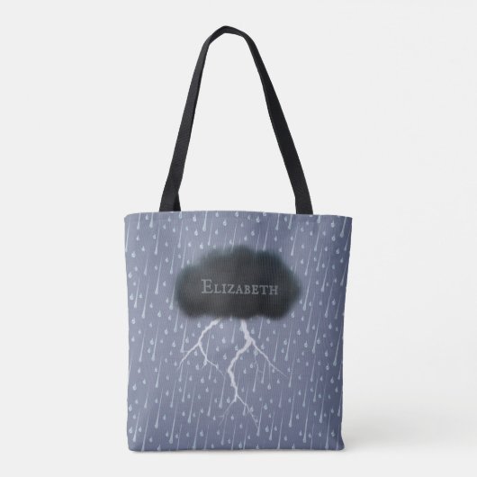 Stormy Day Thunder Cloud & Rain Gepersonaliseerd b Tote Bag (Achterkant)