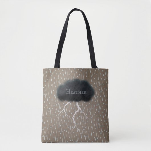 Stormy Day Thunder Cloud & Rain Gepersonaliseerd B Tote Bag (Voorkant)