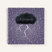 Stormy Day Thunder Cloud & Rain Gepersonaliseerd P Notitieboek (Voorkant)