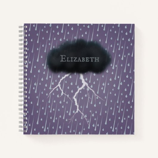 Stormy Day Thunder Cloud & Rain Gepersonaliseerd P Notitieboek (Voorkant)