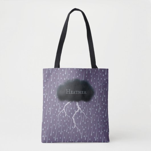 Stormy Day Thunder Cloud & Rain Gepersonaliseerd P Tote Bag (Voorkant)