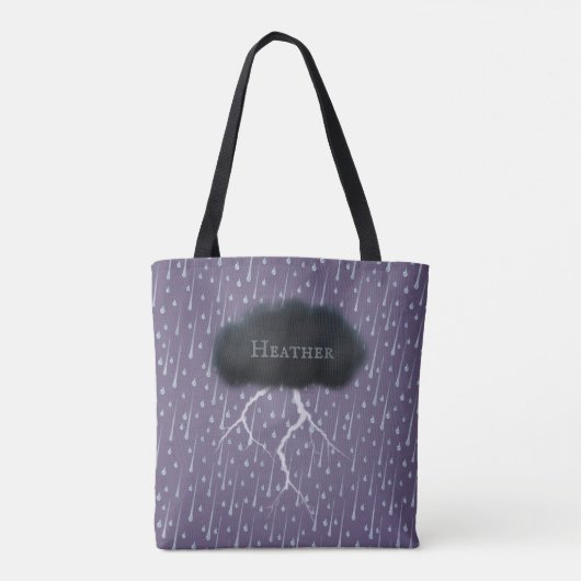 Stormy Day Thunder Cloud & Rain Gepersonaliseerd P Tote Bag (Achterkant)