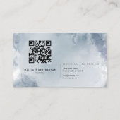 Stormy Dusty Blue Waterverf Abstract Visitekaartje (Achterkant)