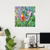 Stormy Garden Landscape met Hydrangea en Lilies Poster (Thuiskantoor)