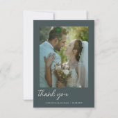 Stormy Grey · Handgeschreven Script Wedding Bedankkaart (Voorkant)