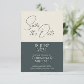 Stormy Grey · Kleur Blok Foto Save The Date (Staand voorkant)