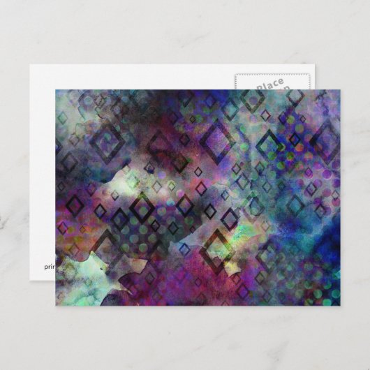 Stormy kleurful waterverf abstract met diamant briefkaart (Voorkant / Achterkant)