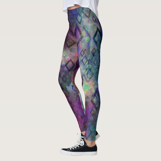 Stormy kleurful waterverf abstract met diamant leggings (Links)