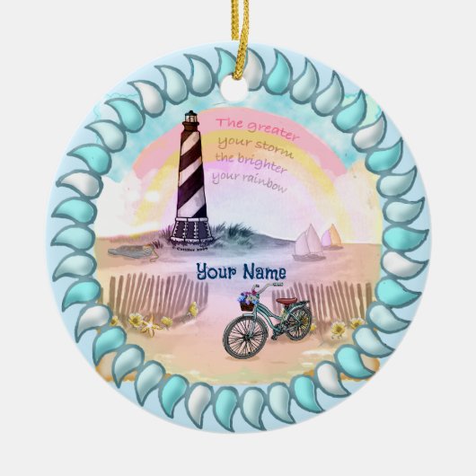 Stormy Lighthouse Bike Keramisch Ornament (Voorkant)