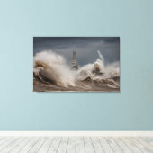 Stormy Lighthouse Canvas Print (Insitu (Houten vloer))