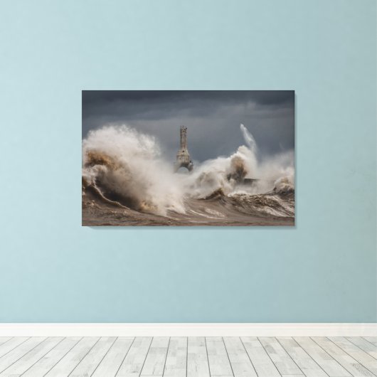 Stormy Lighthouse Canvas Print (Insitu (Houten vloer))