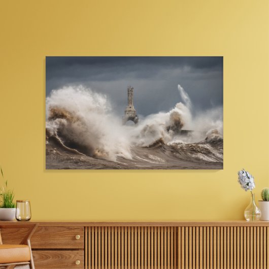 Stormy Lighthouse Canvas Print (Insitu (Woonkamer))