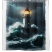 Stormy Lighthouse Scene Douchegordijn (Voorkant)