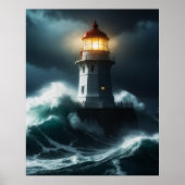 Stormy Lighthouse Scene Poster (Voorkant)