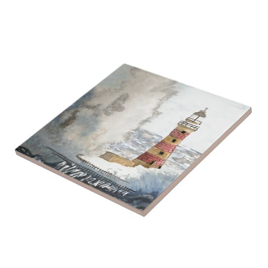 Stormy Lighthouse Tegeltje (Zijkant)