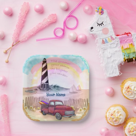 Stormy Lighthouse Truck Papieren Bordje (Feest)