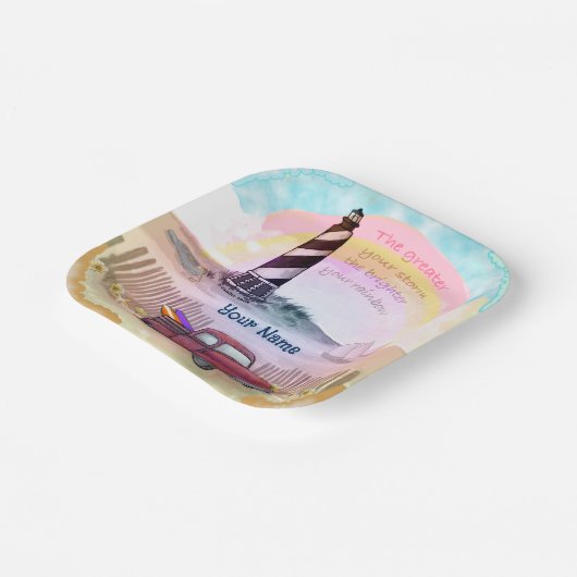 Stormy Lighthouse Truck Papieren Bordje (Gebogen)