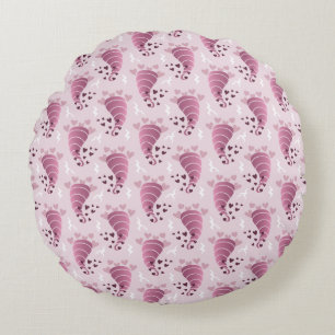 Stormy Love Tiny Tornado Pink Pillow Rond Kussen