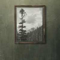 Stormy Mountain Black en White Photo Glossy