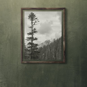 Stormy Mountain Black en White Photo Glossy Perfect Poster