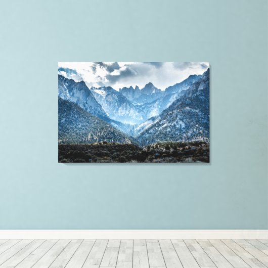 Stormy Mt. Whitney uit Alabama Hills Canvas Afdruk (Insitu (Houten vloer))