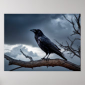 Stormy Night Raven met geometrische overlay Poster (Voorkant)