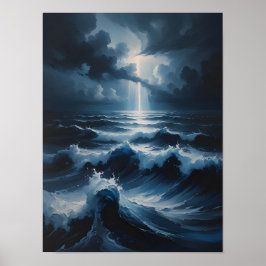 Stormy Ocean Abstract Seascape Art Poster