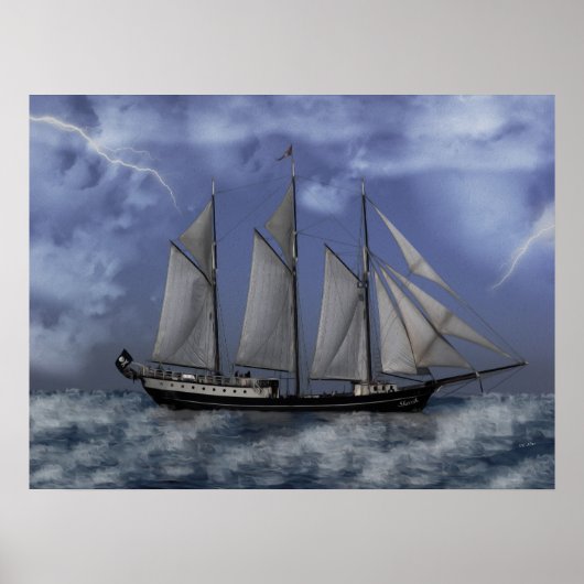 Stormy Ocean - Pirate Ship Artwork Poster (Voorkant)