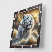 Stormy Ocean Tiger Tijdstuk Vierkante Klok (Hoek)