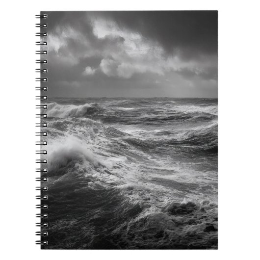 Stormy Ocean Waves Zwart Notitieboek (Voorkant)