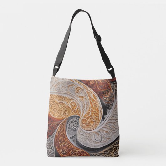 Stormy Oranje AI-kunst Crossbody Tas (Achterkant)