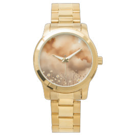 Stormy Oranje Sky Little Flowers Wrist Horloge