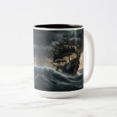 Stormy Pirate Ship - 1 - Tweekleurige Koffiemok (Voorkant rechts)