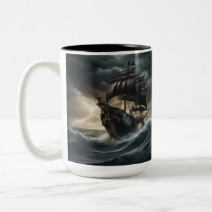 Stormy Pirate Ship - 1 - Tweekleurige Koffiemok