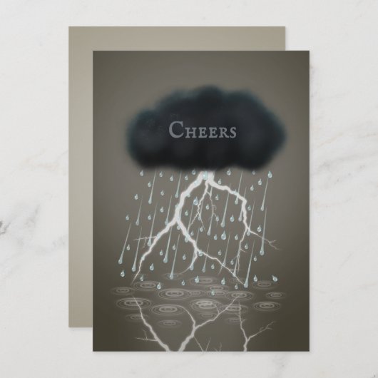 Stormy Rain Cloud & Lightning Sepia Persoonlijk Notitiekaartje (Voorkant / Achterkant)
