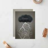 Stormy Rain Cloud & Lightning Sepia Persoonlijk Notitiekaartje (Voorkant / Achterkant in situ)