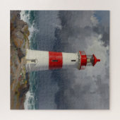 Stormy Red Lighthouse Coastal  Legpuzzel (Horizontaal)