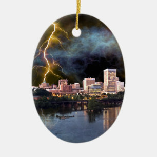 Stormy Richmond Skyline Ceramic Ornament