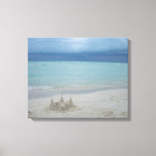 Stormy Sandcastle Beach Landscape Photo Canvas Afdruk
