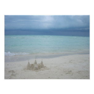 Stormy Sandcastle Beach Landscape Photo Foto Afdruk