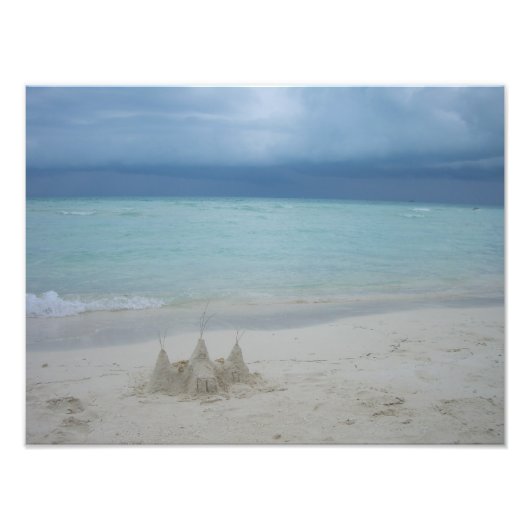 Stormy Sandcastle Beach Landscape Photo Foto Afdruk (Voorkant)