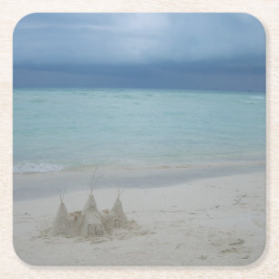 Stormy Sandcastle Beach Landscape Photo Kartonnen Onderzetters