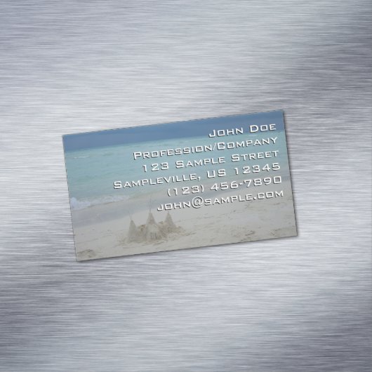 Stormy Sandcastle Beach Landscape Photo Magnetisch Visitekaartje (Voorbeeld)