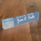 Stormy Sandcastle Beach Landscape Photo Naambordje (Zijkant)